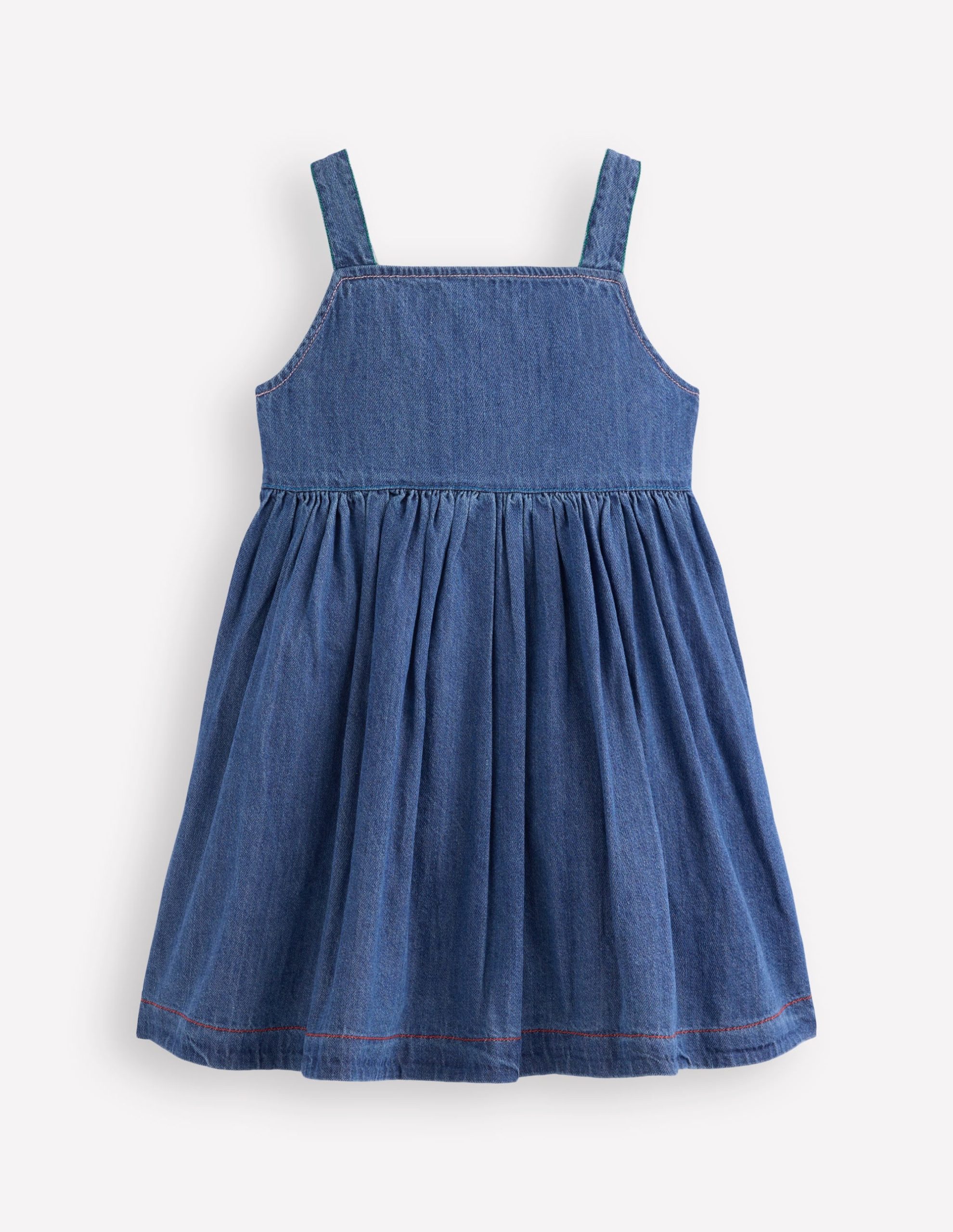 Button-through Pinafore Dress-Mid Vintage Denim - Image 3