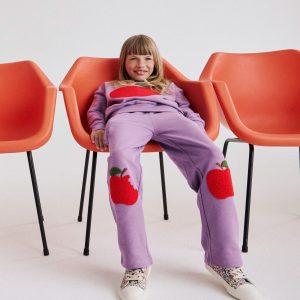 Bobbie Appliqu?? Joggers-Aster Purple Apples