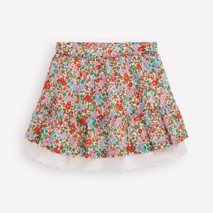 Printed Pull-on Woven Skirt-Rose Pink Flowerbed