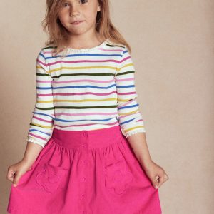 Button-through Mini Skirt-Raspberry Pink