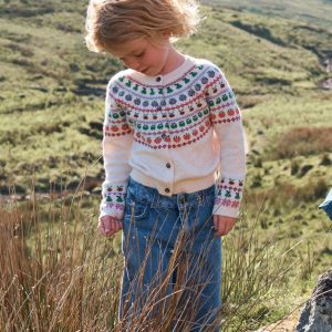 Edie Fair Isle Logo Cardigan-Ecru Marl Fruit