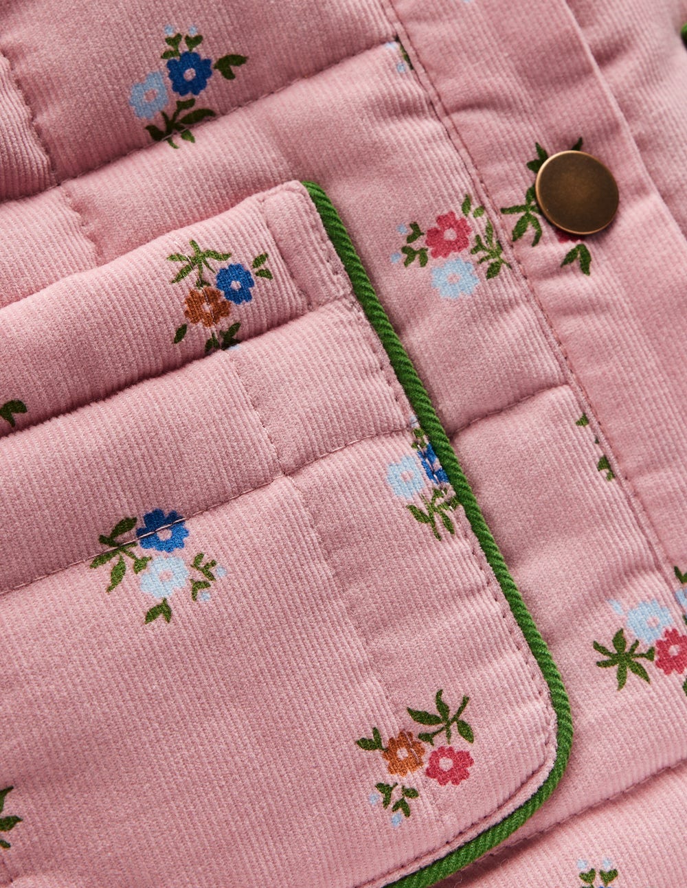 Pretty Cord Collar Jacket-Vintage Pink Ditsy - Image 3