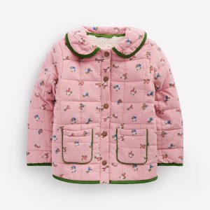 Pretty Cord Collar Jacket-Vintage Pink Ditsy