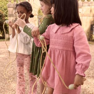Double Cloth Collared Dress-Pink Heather