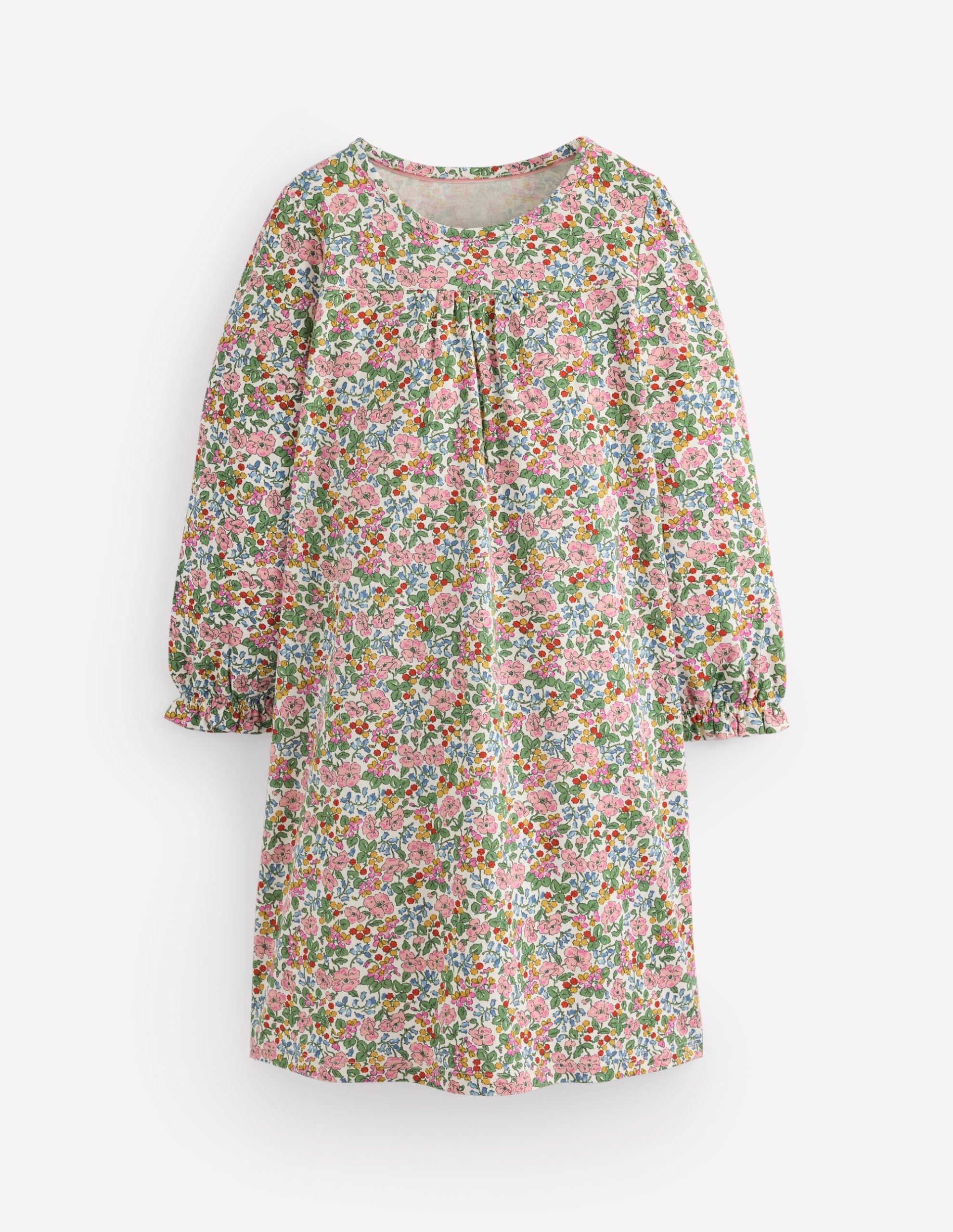 Printed Long Sleeve Nightie-Coconut Milk Berry Floral