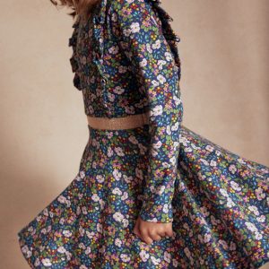 Cora Twirly Jersey Dress-Starboard Blue Berry Floral