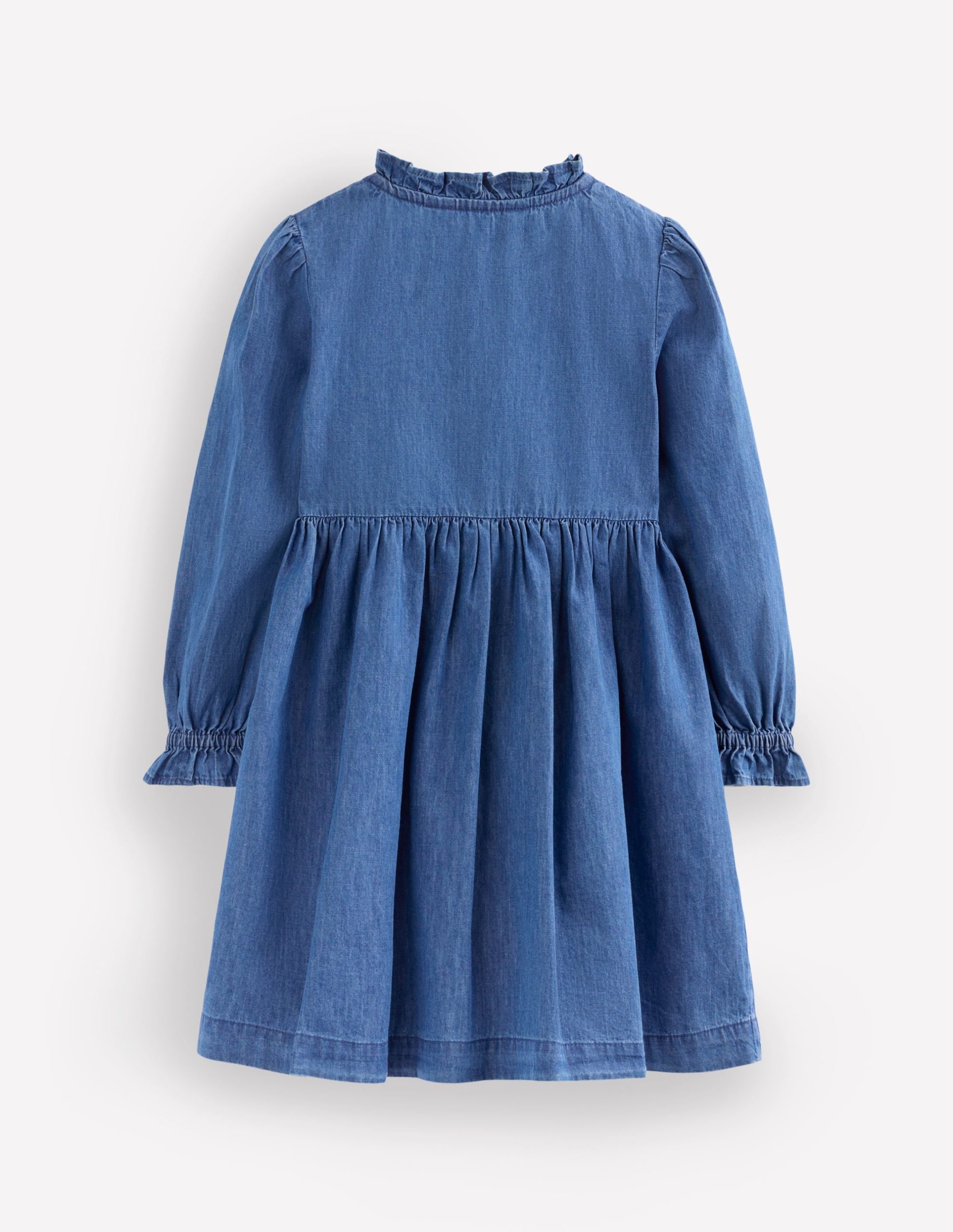 Suki Long Sleeve Smocked Dress-Mid Vintage Denim - Image 3