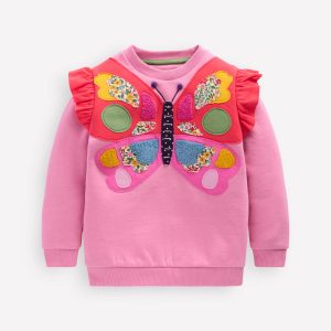 Applique Sweatshirt-Formica Pink Butterfly