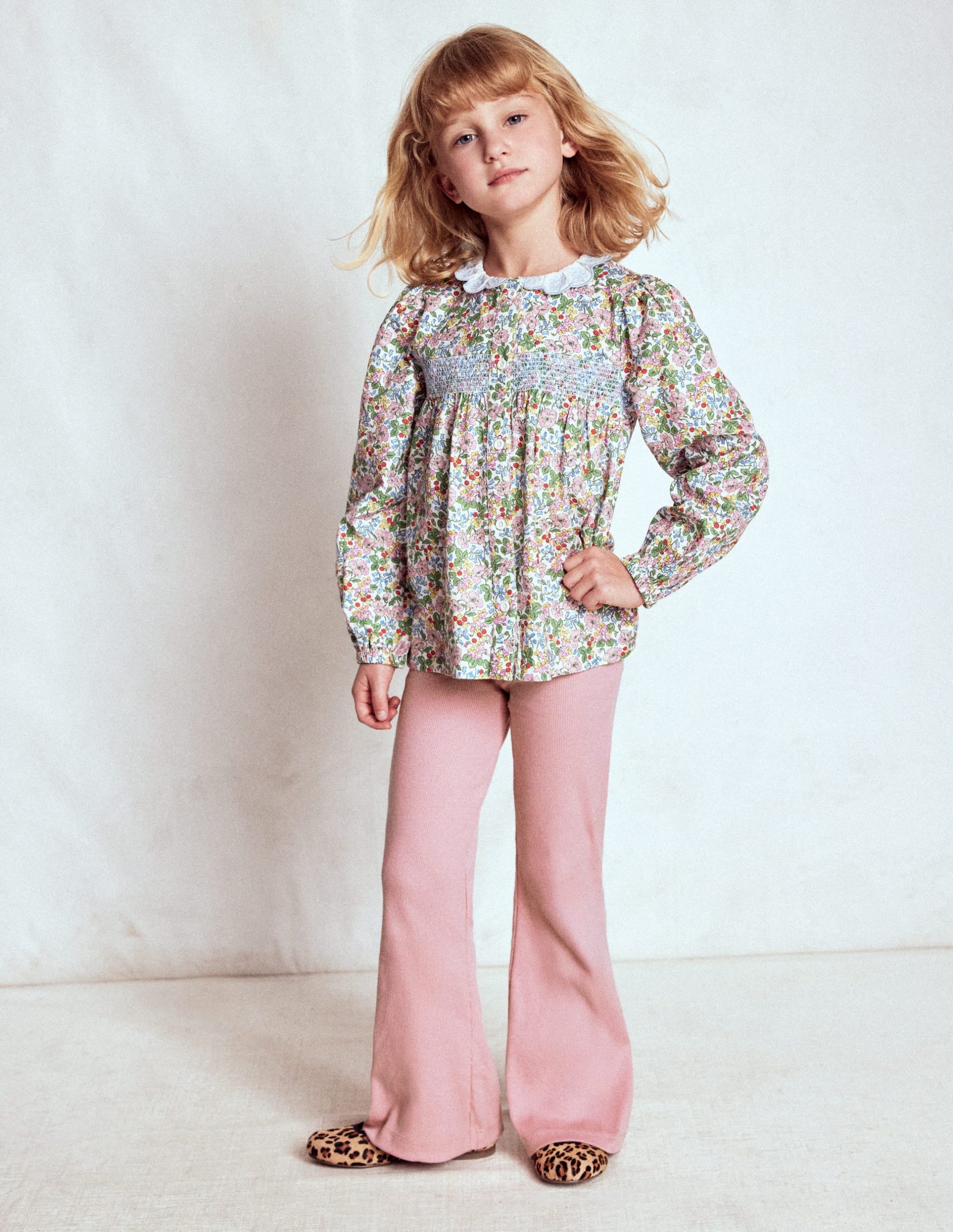 Ribbed Flare Leggings-Vintage Pink