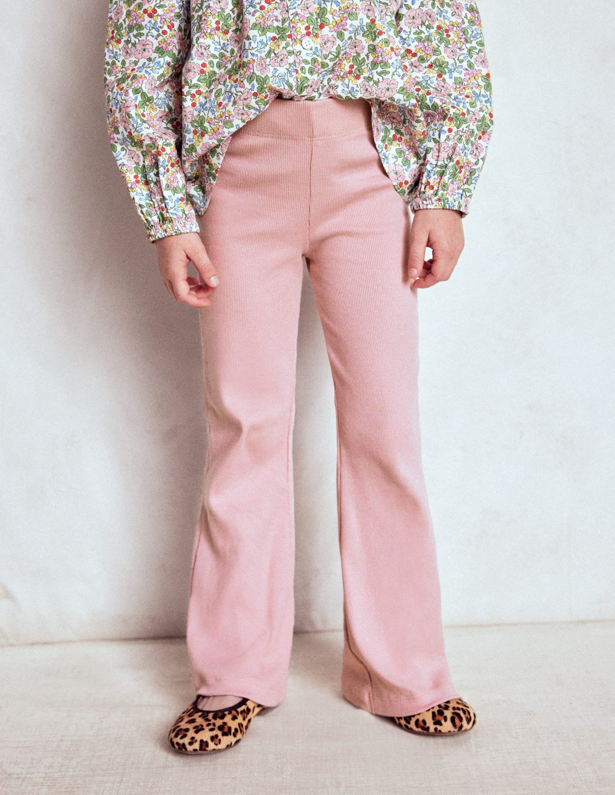 Ribbed Flare Leggings-Vintage Pink - Image 2