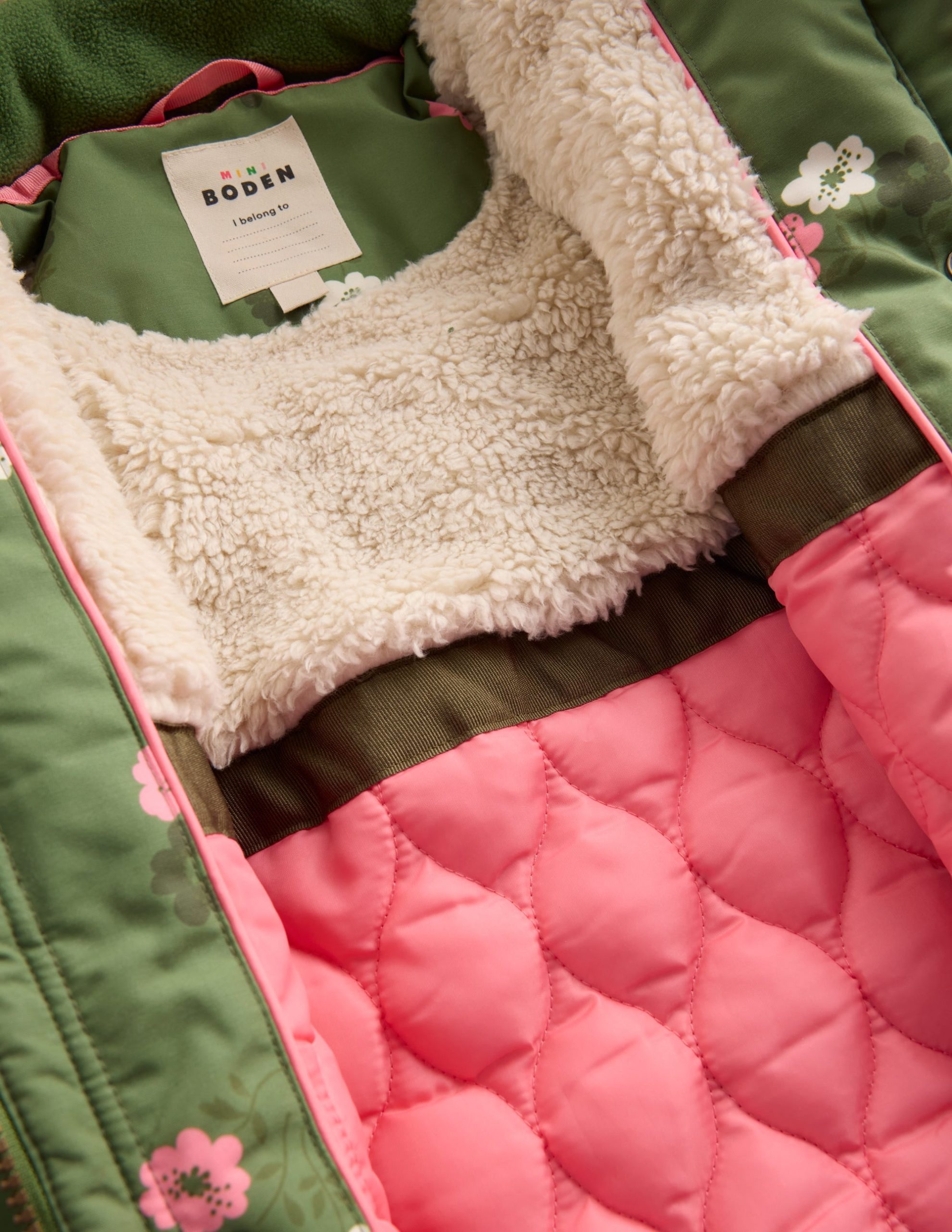 Joni Quilted Parka Coat-Green Floral - Image 7