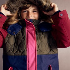 Joni Quilted Parka Coat-Multi Colourblock