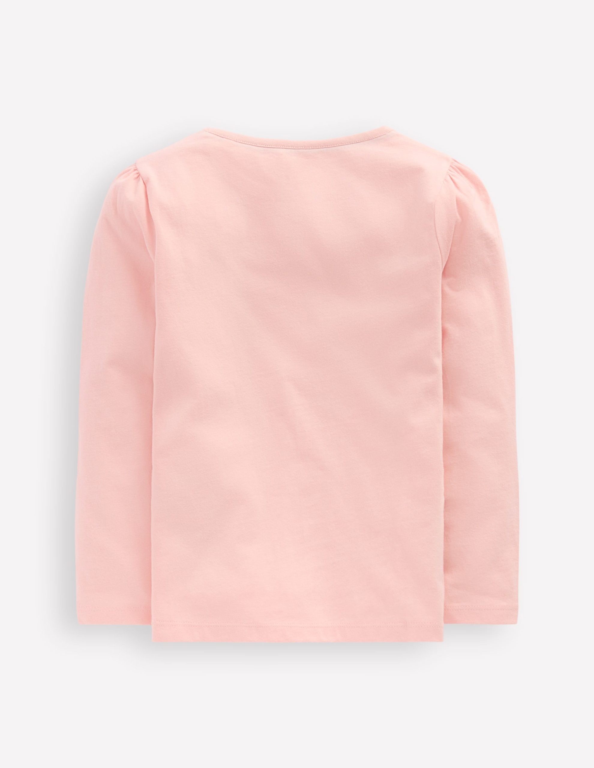 Puff Sleeve Applique T-Shirt-Chalk Pink Butterfly - Image 2