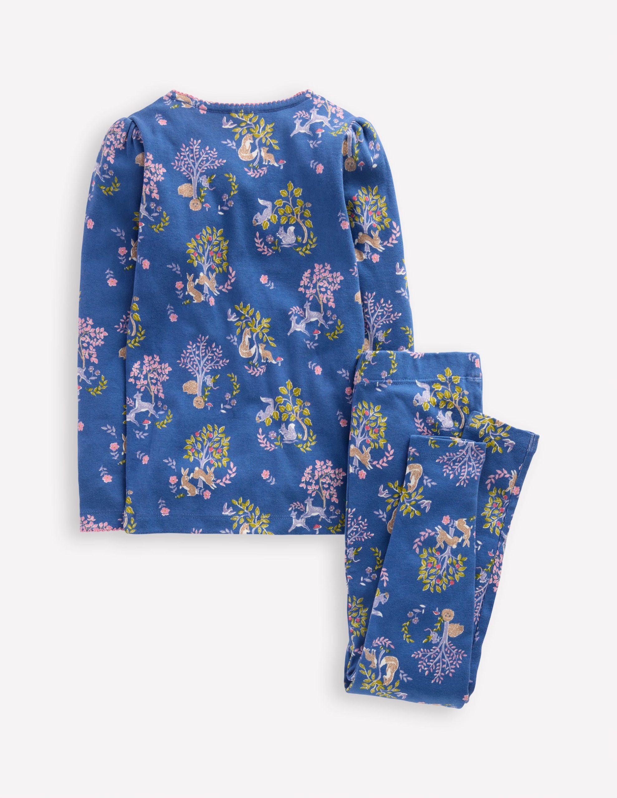 Snug Long John Pajamas-Blue Forest Print - Image 2