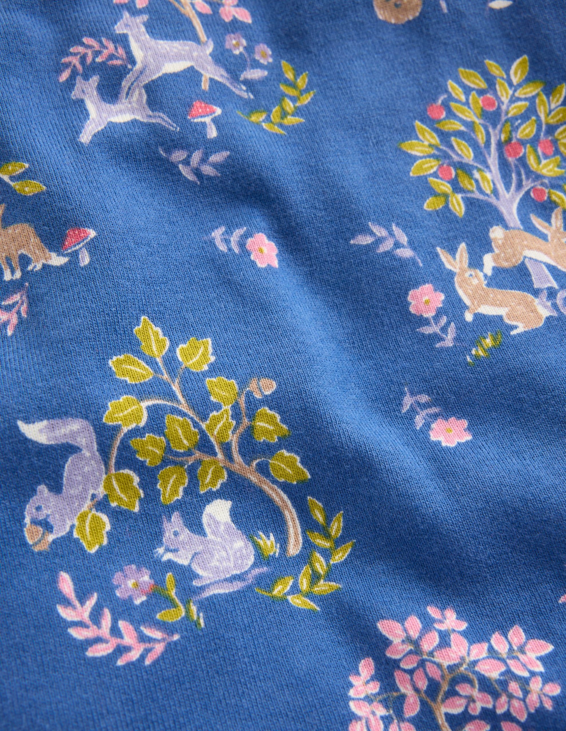 Snug Long John Pajamas-Blue Forest Print - Image 3