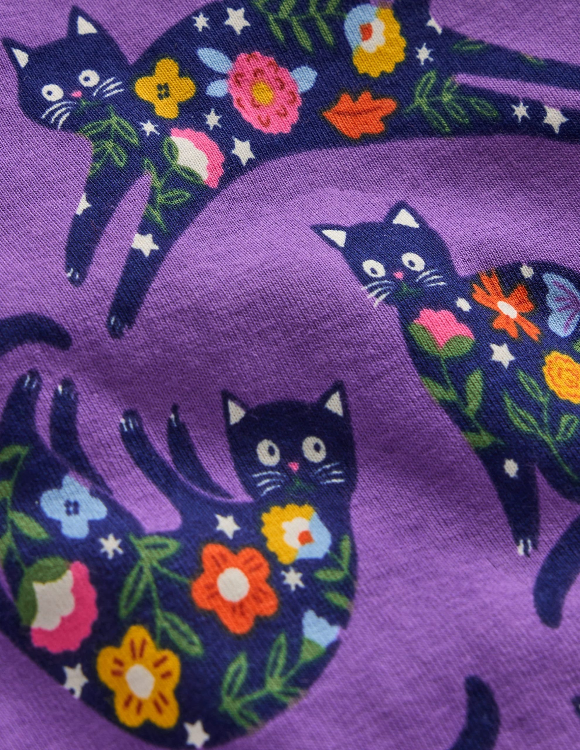 Snug Glow-In-The-Dark Pyjamas-Purple Cats - Image 3