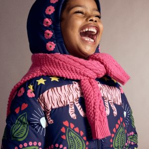 Fun Padded Coat-College Navy Tiger Stripe