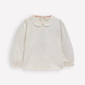 Collared Jersey Top-Soft Ivory