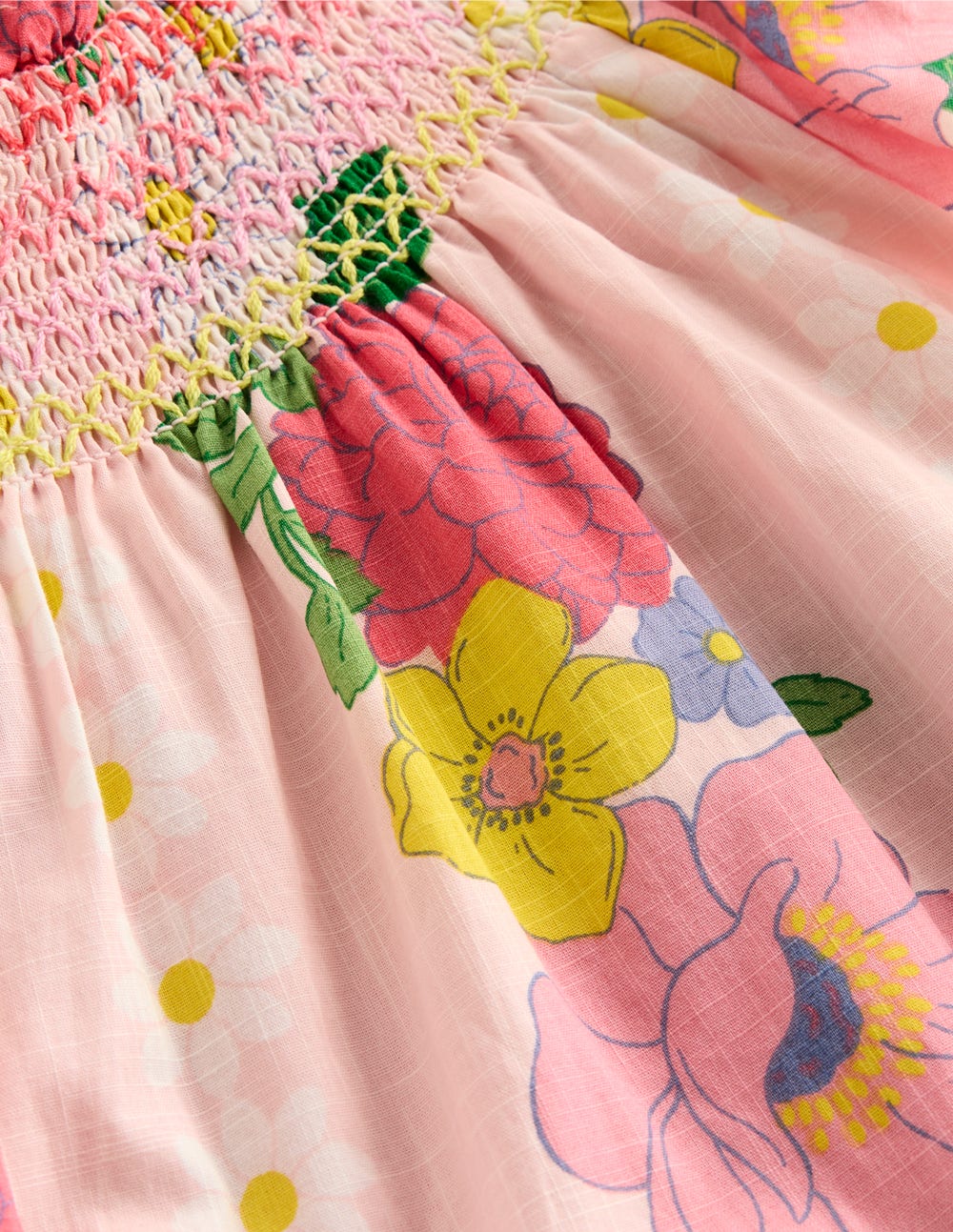 Holiday Smocked Dress-Chalk Pink Flower - Image 6