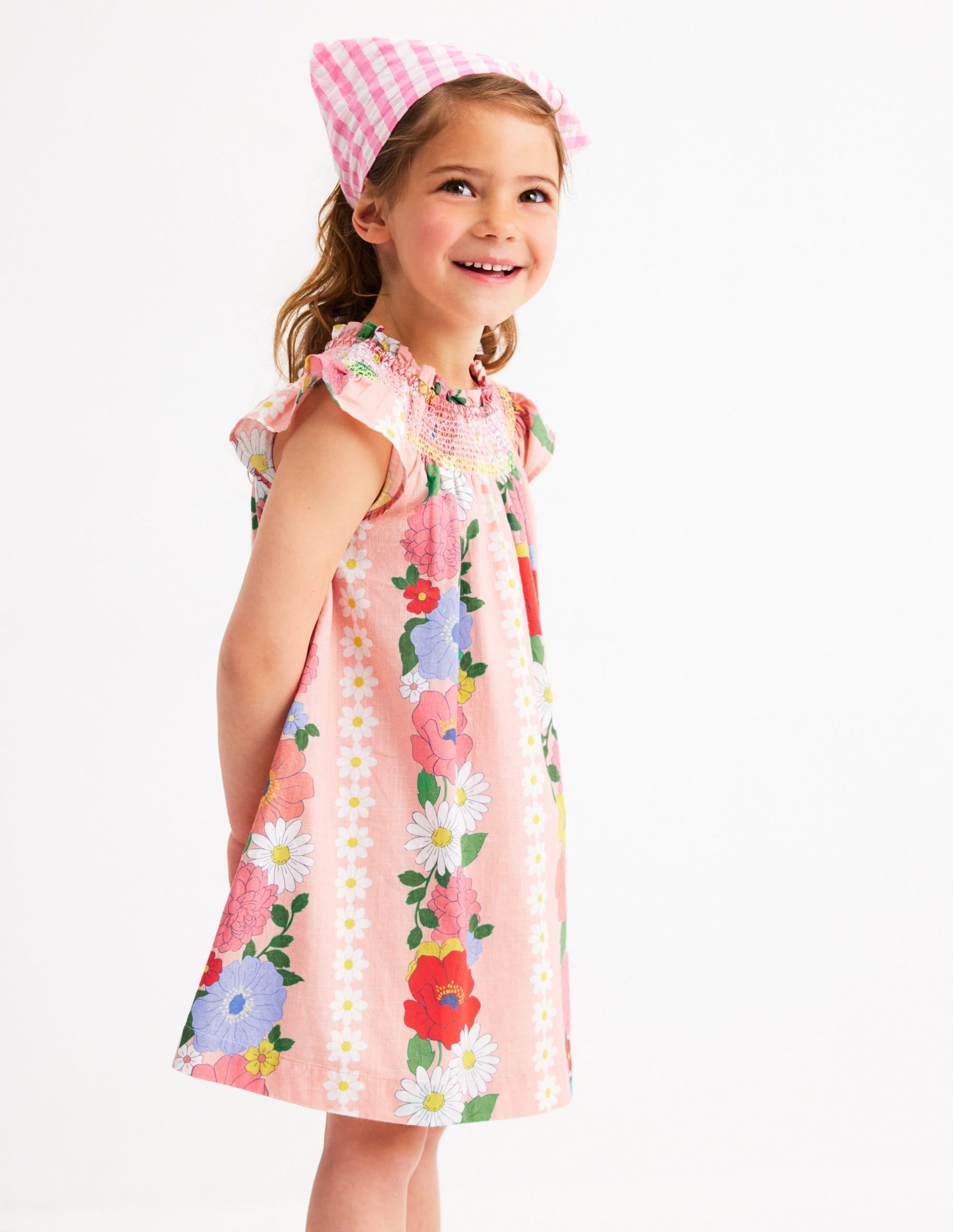 Holiday Smocked Dress-Chalk Pink Flower