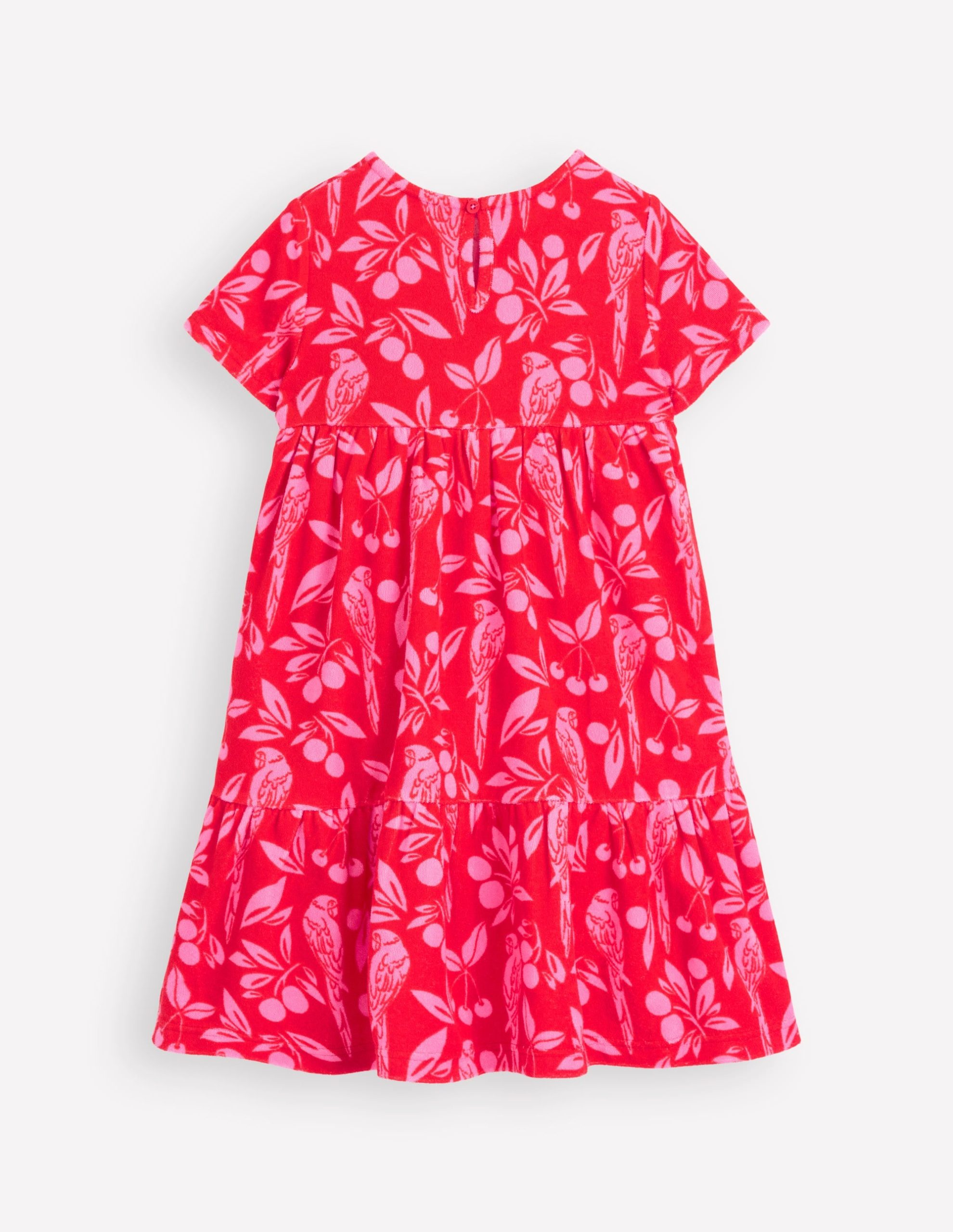 Ariel Twirly Towelling Dress-Poppy Red Parrot Palm - Image 3