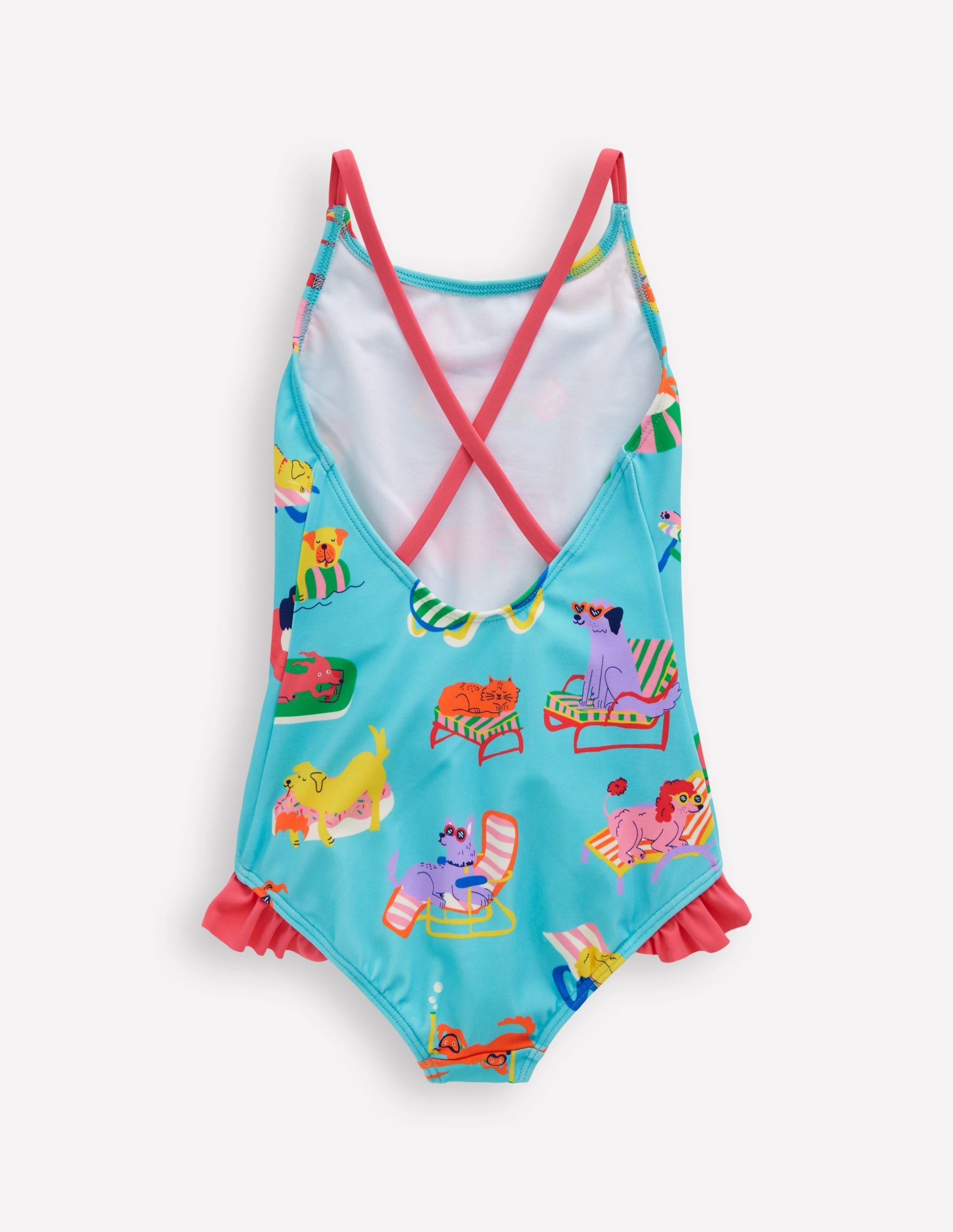 Pretty Cross-Back Swimsuit-Caribbean Blue Poolside Pets - Image 2