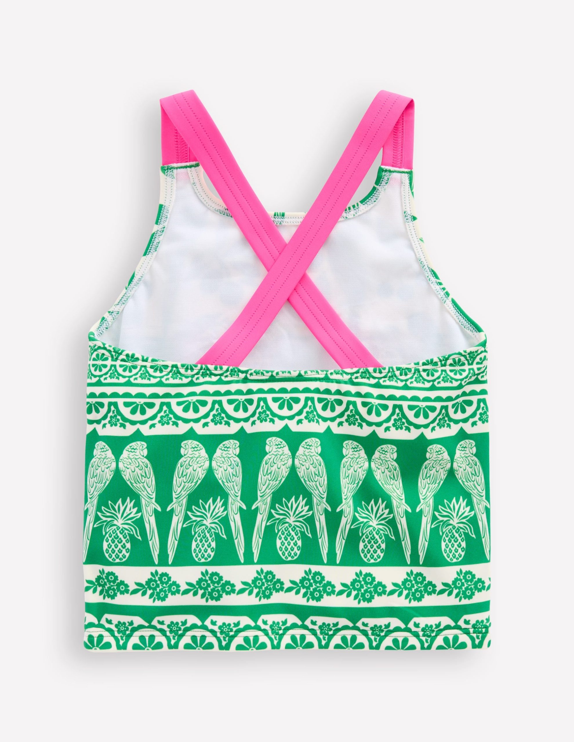Cross-back Tankini Top-Rich Emerald Parrot Palm - Image 4