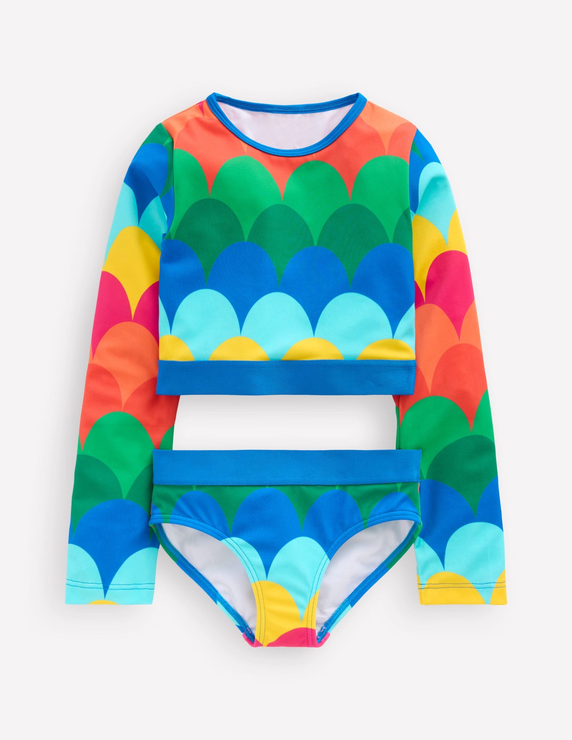 Cropped Rash Vest Set-Multi Scallop Stripe - Image 2