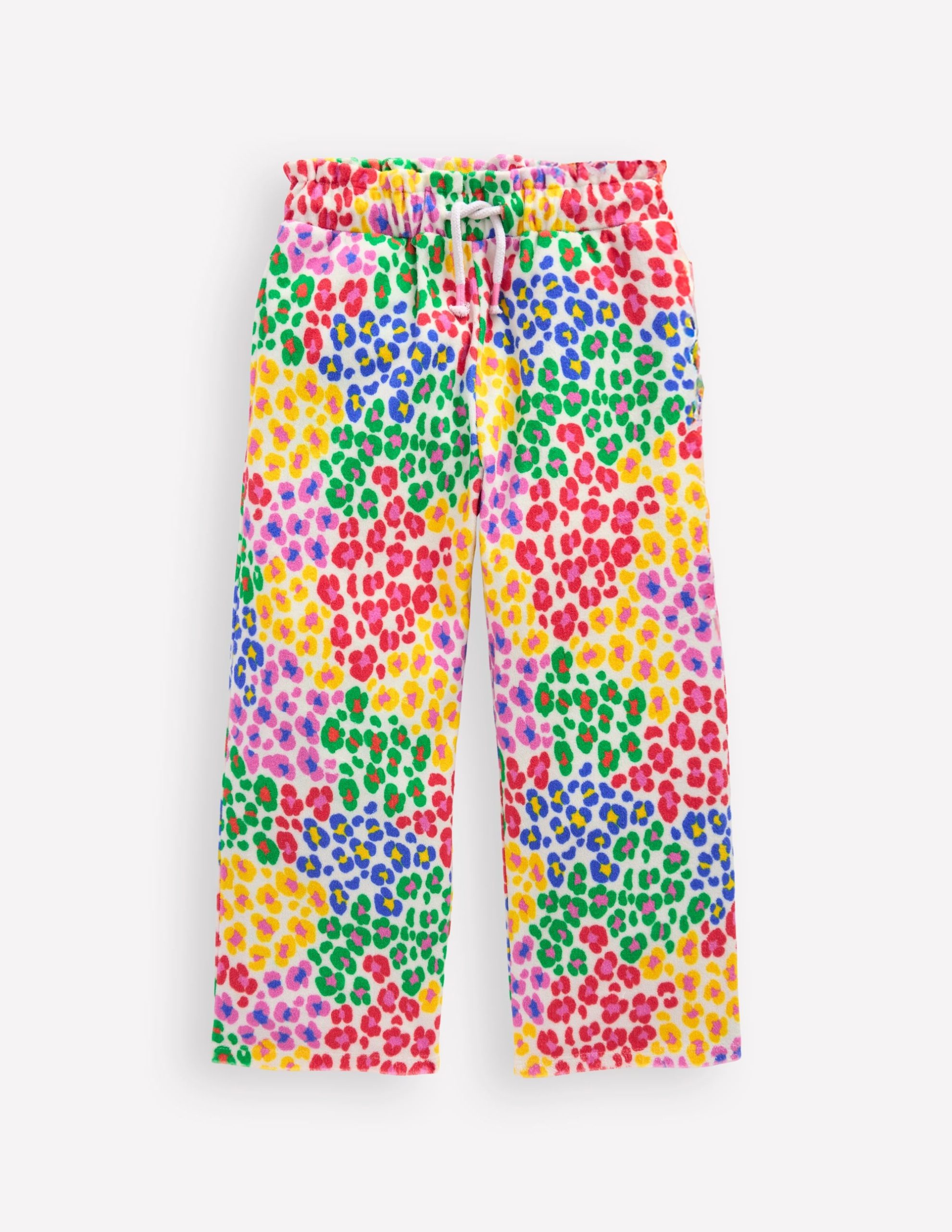 Towelling Pants-Multi Rainbow Leopard