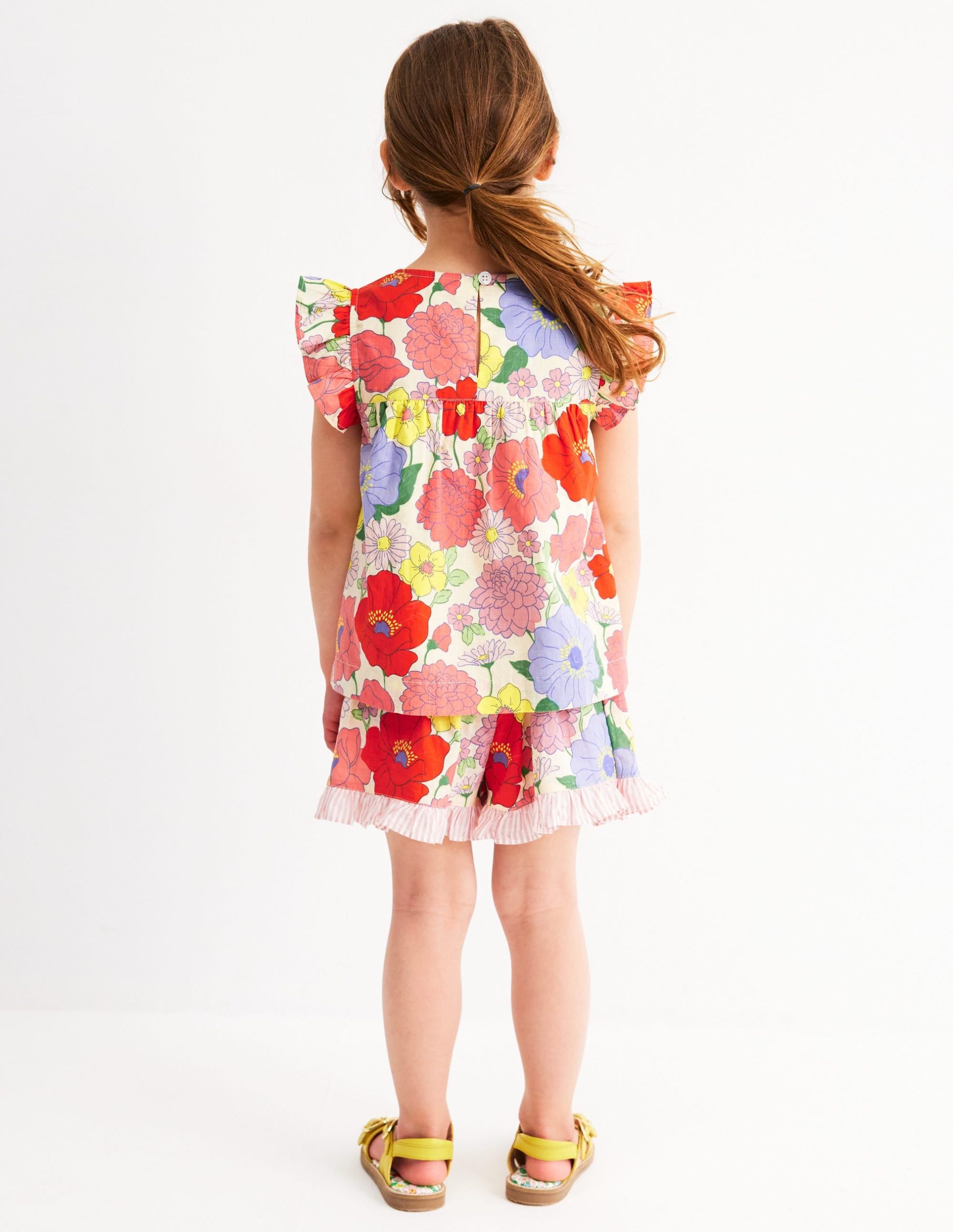 Frill Sleeve Woven Top-Multi Summer Garden - Image 3