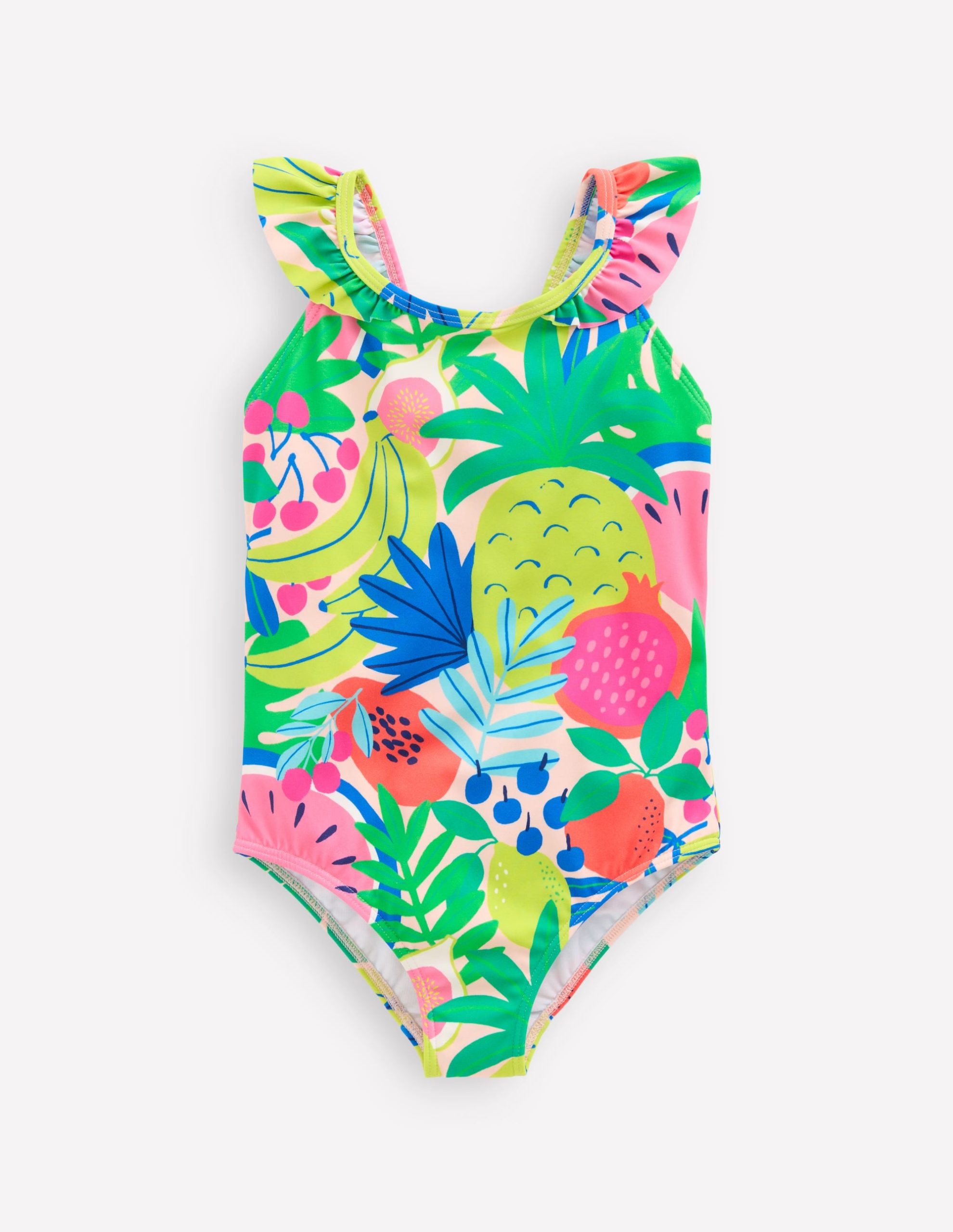 Hallie Frill Strap Swimsuit-Multi Tropical Fruit