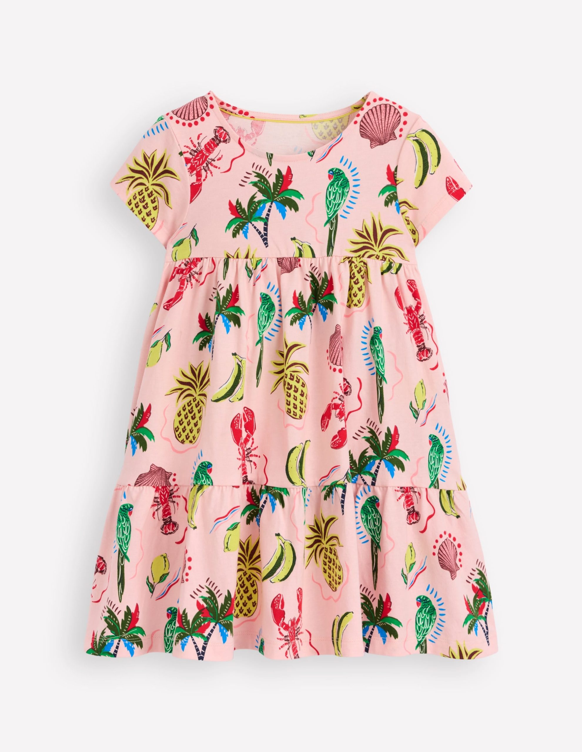 Ariel Twirly Jersey Dress-Chalk Pink Tropical Print - Image 4