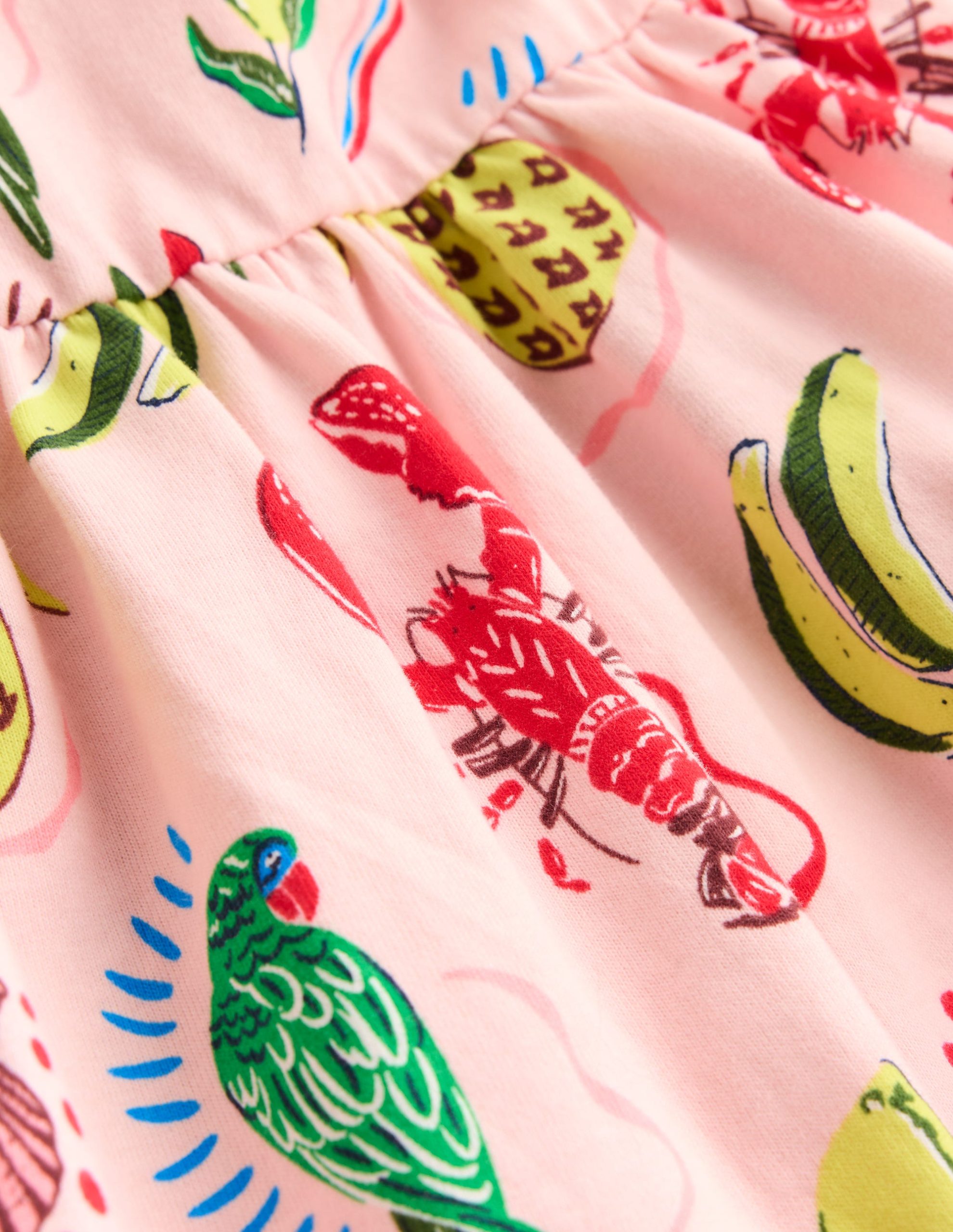 Ariel Twirly Jersey Dress-Chalk Pink Tropical Print - Image 6