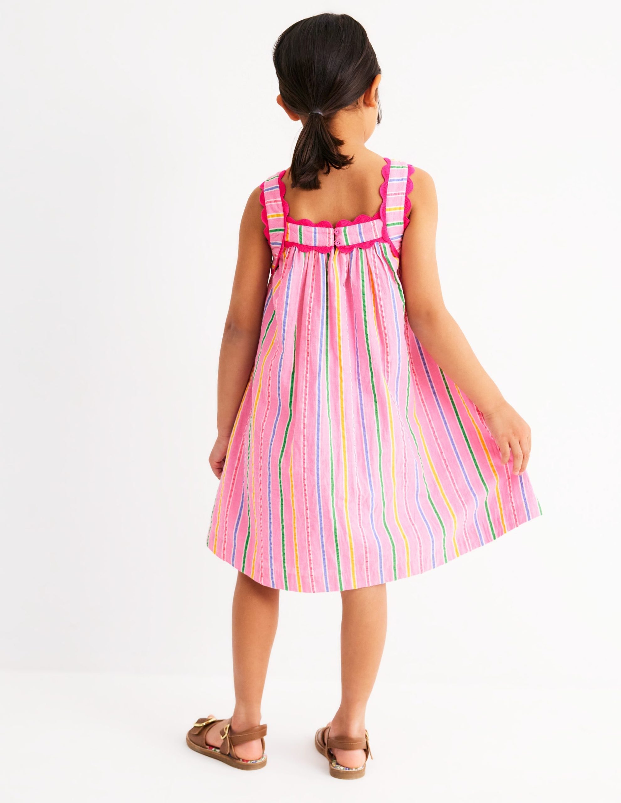 Maribel Strappy Swing Sundress-Pink Multi Stripe - Image 4