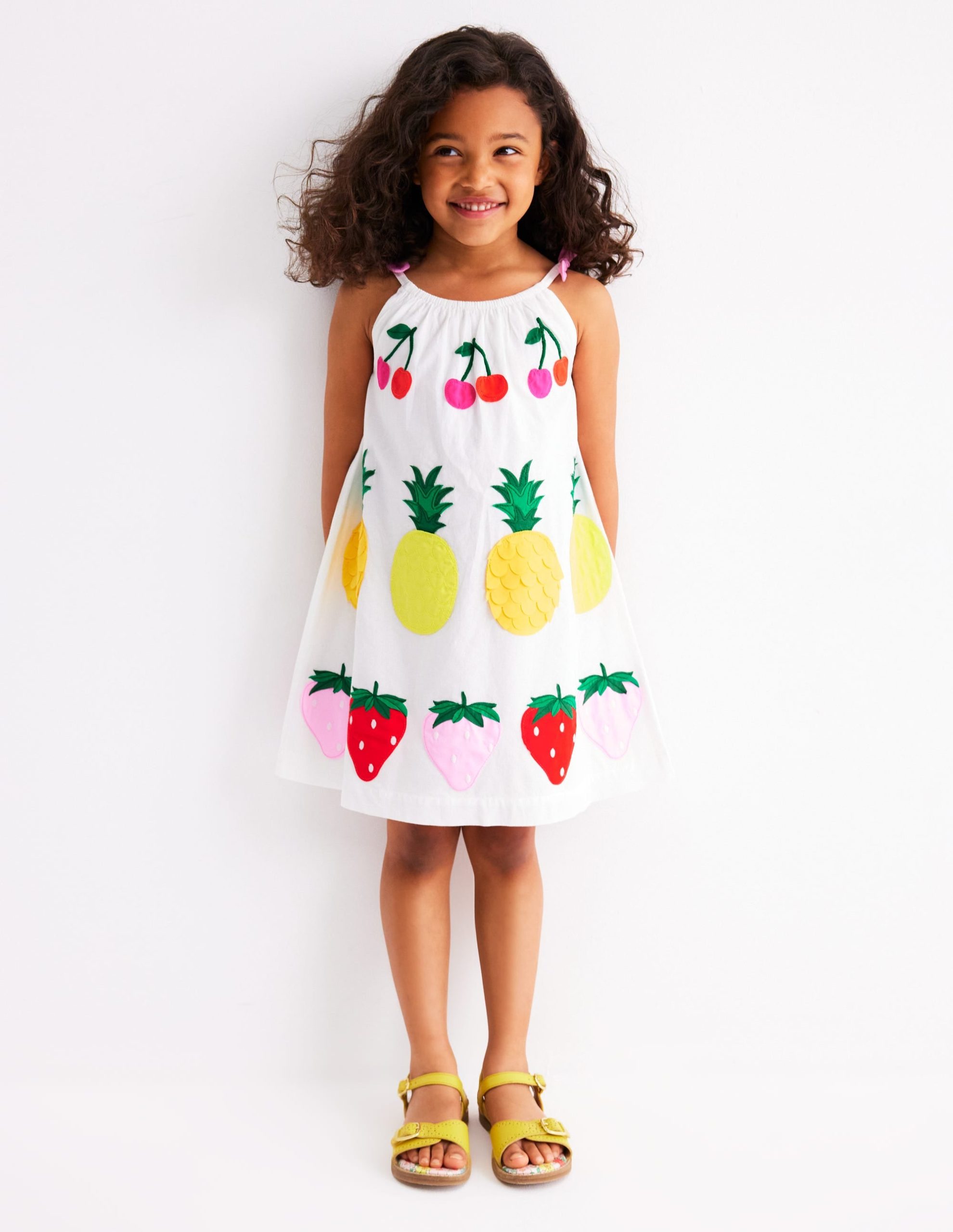 Strappy Appliqu?? Dress-Soft Ivory Fruit - Image 3