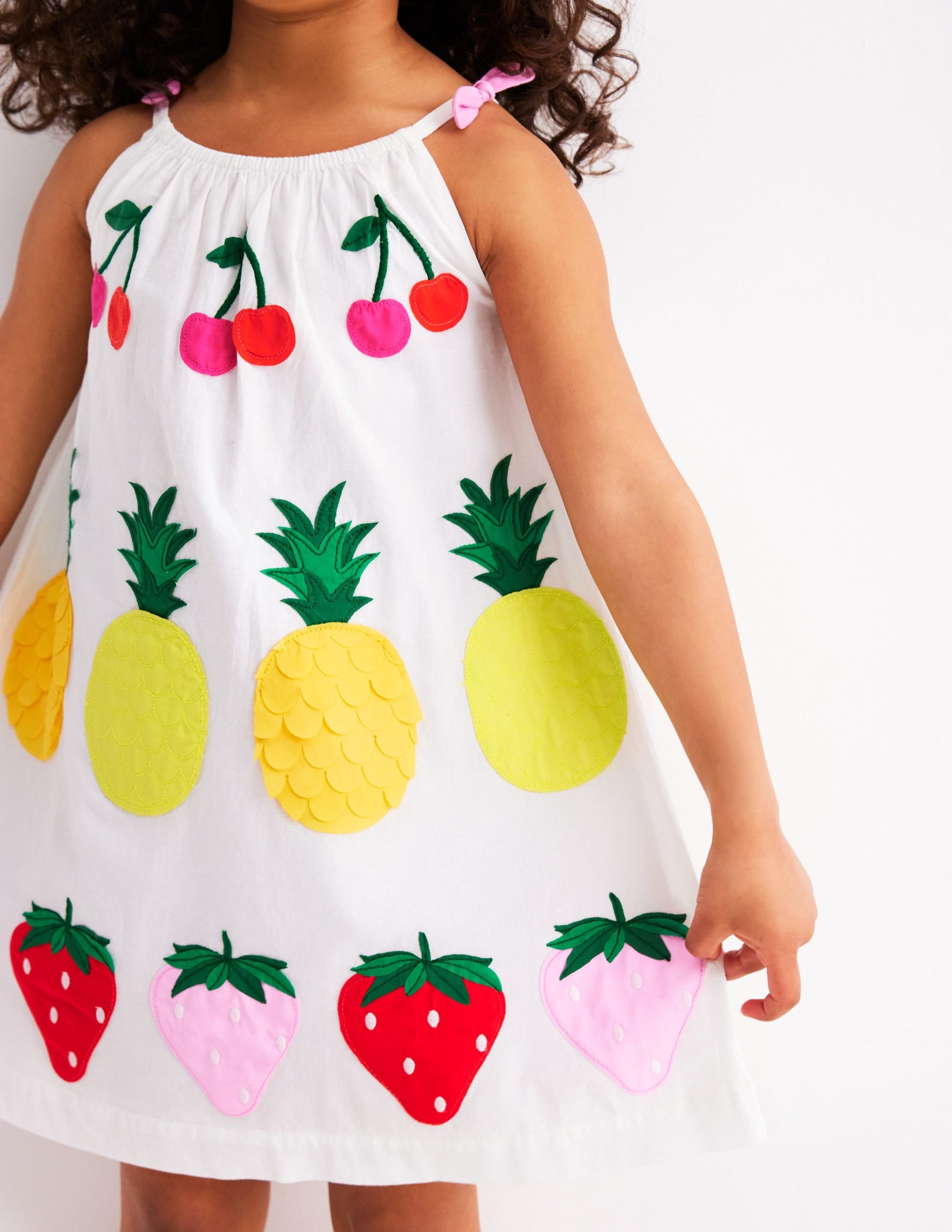 Strappy Appliqu?? Dress-Soft Ivory Fruit - Image 4