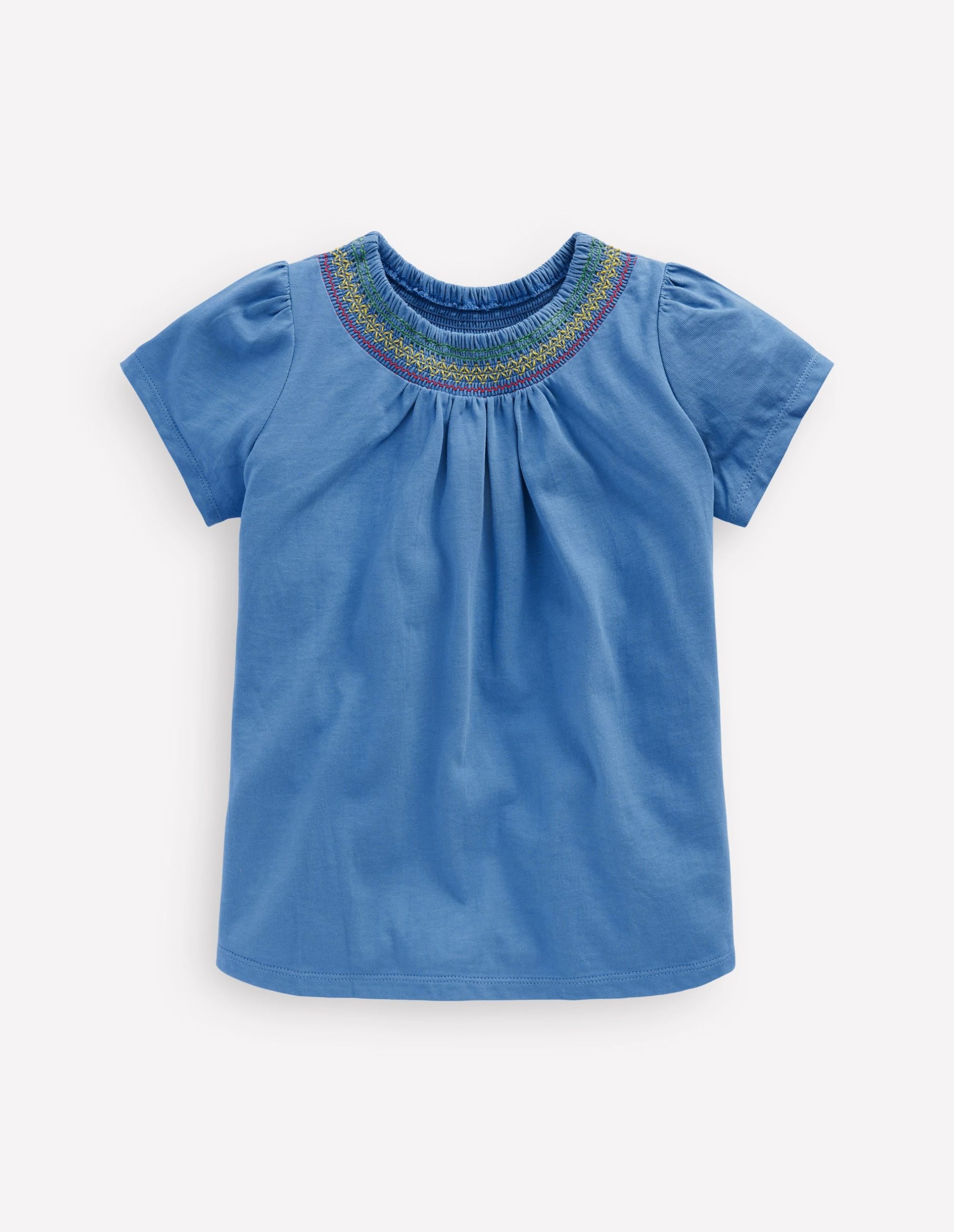 Jersey Smocked Top-Peacock Plume Blue