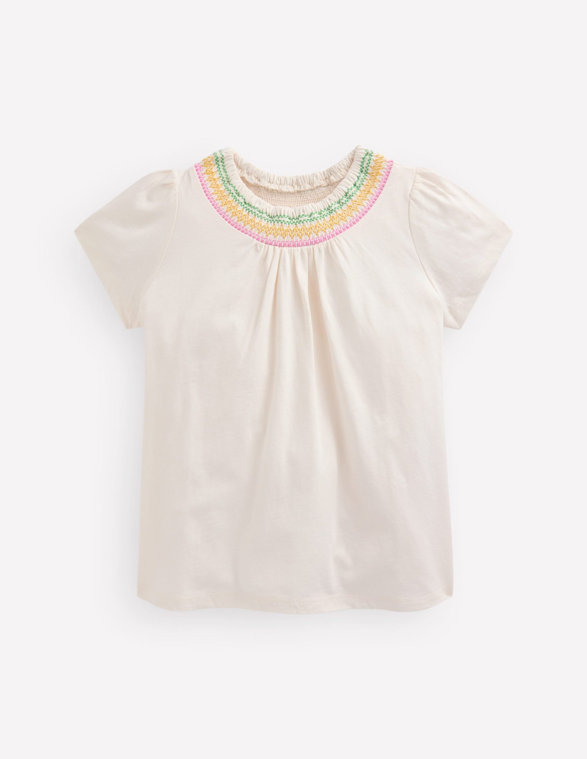 Jersey Smocked Top-Soft Ivory