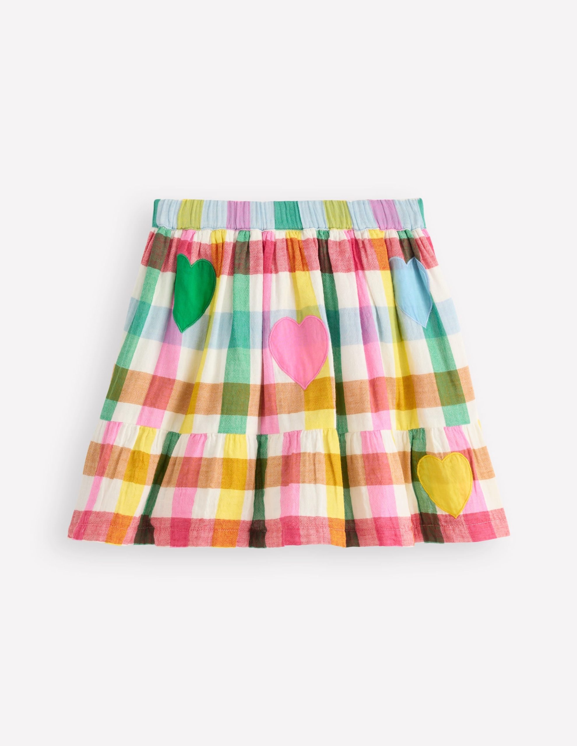 Double Cloth Printed Skirt-Multi Heart Check - Image 2