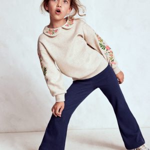 Ribbed Flare Leggings-College Navy