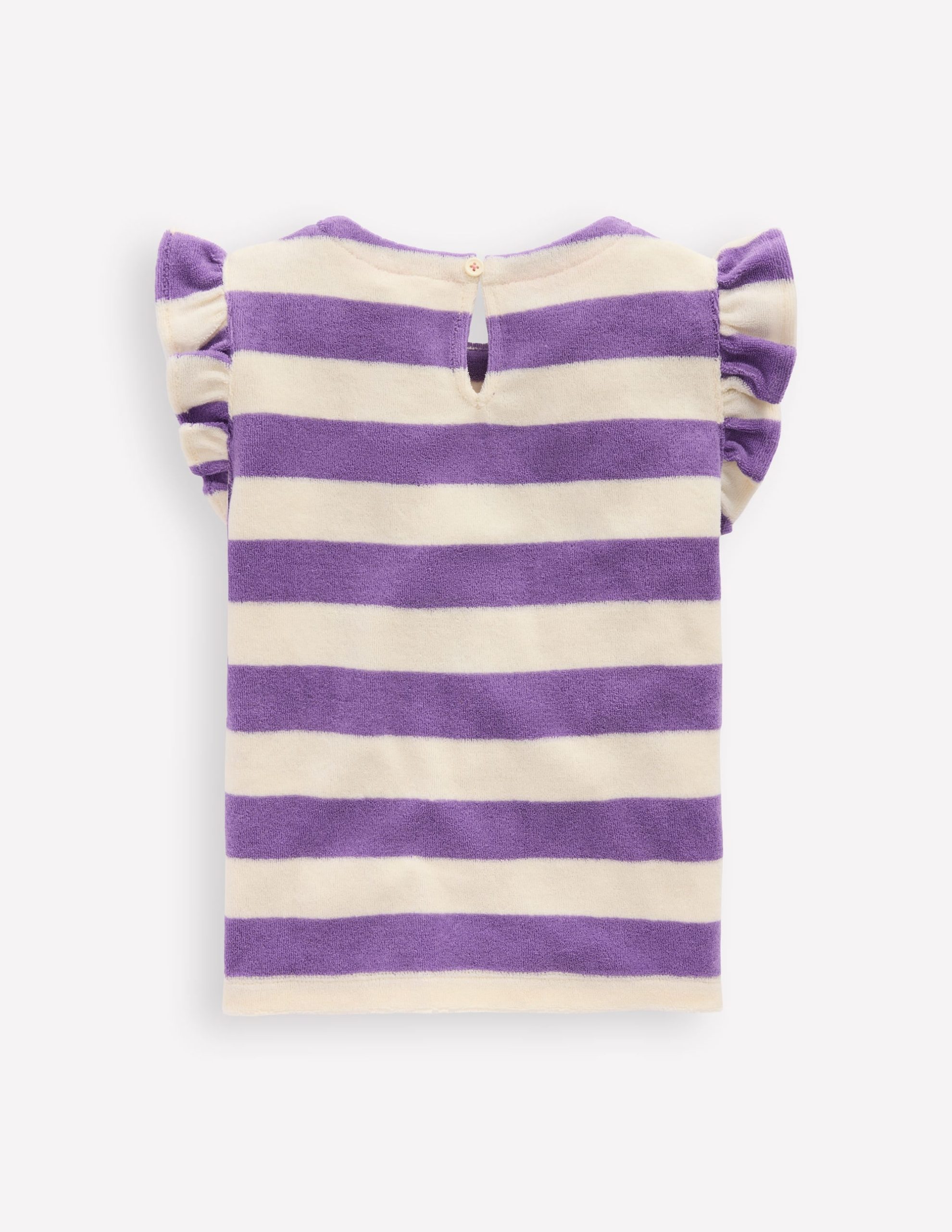 Relaxed Towelling Top-Soft Ivory/Aster Purple - Image 3
