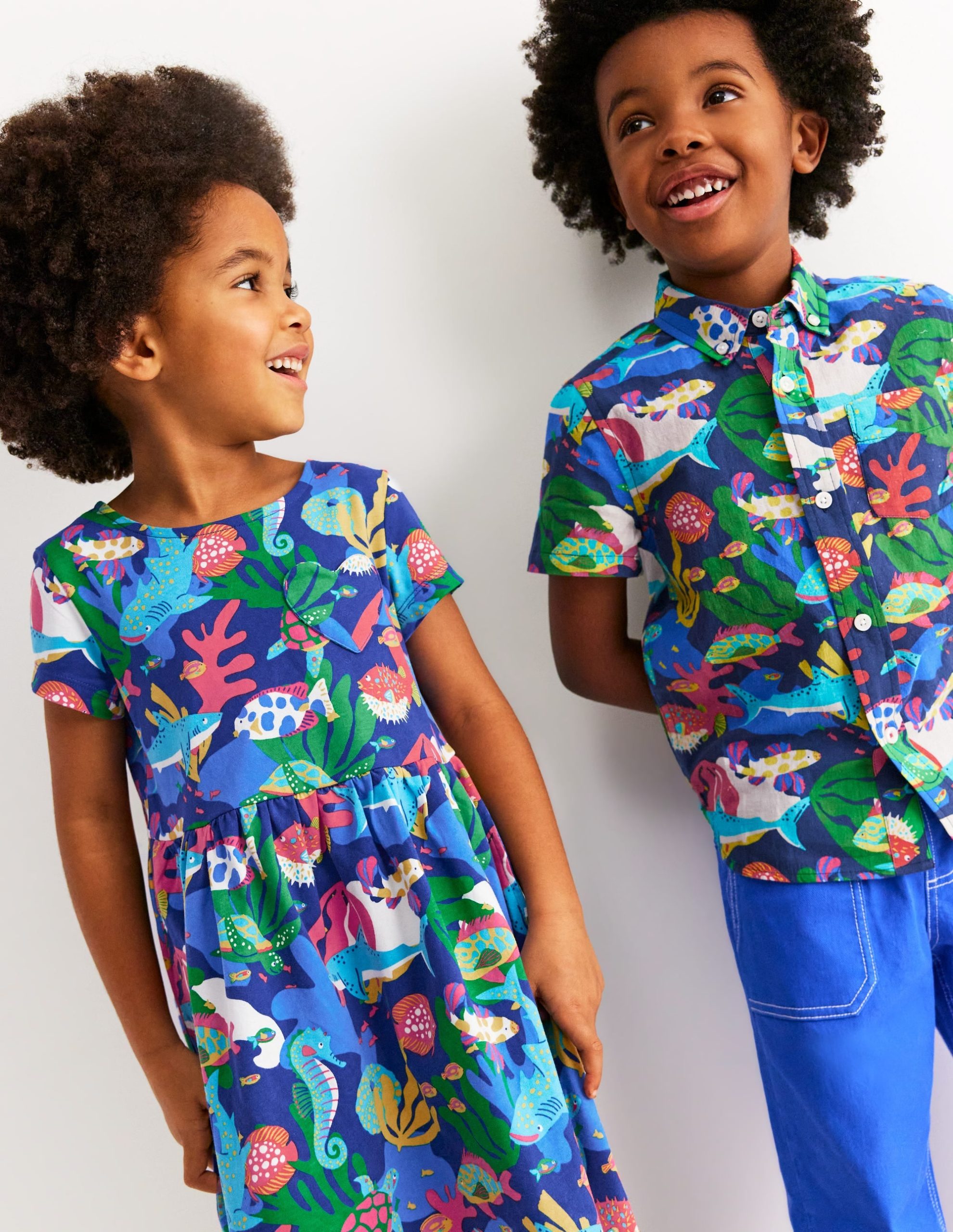 Heart Pocket Fun Jersey Dress-Multi Coral Reef - Image 3