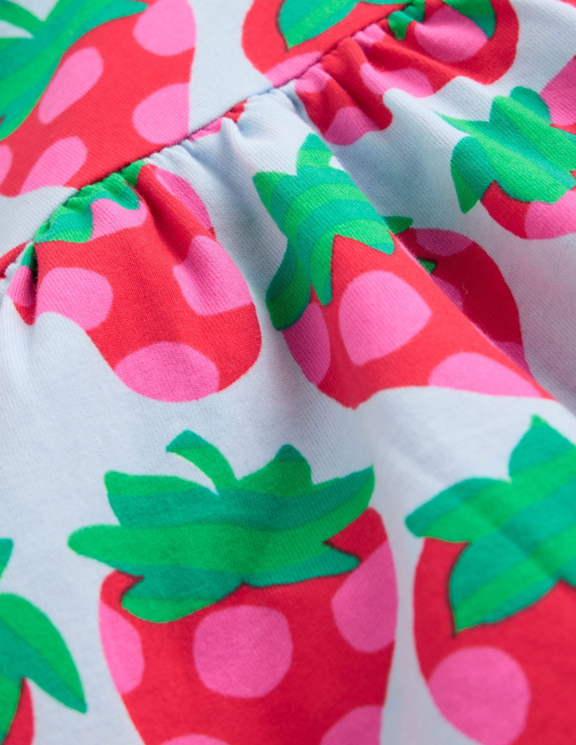 Posie Frill Sleeve Dress-Misty Blue Spotty Strawberry - Image 3