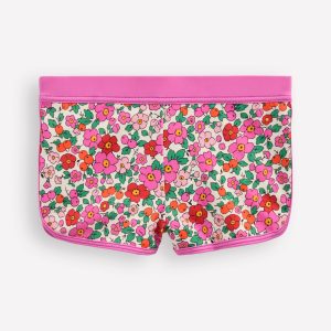 Patterned Swim Shorts-Pink Apple Blossom Floral