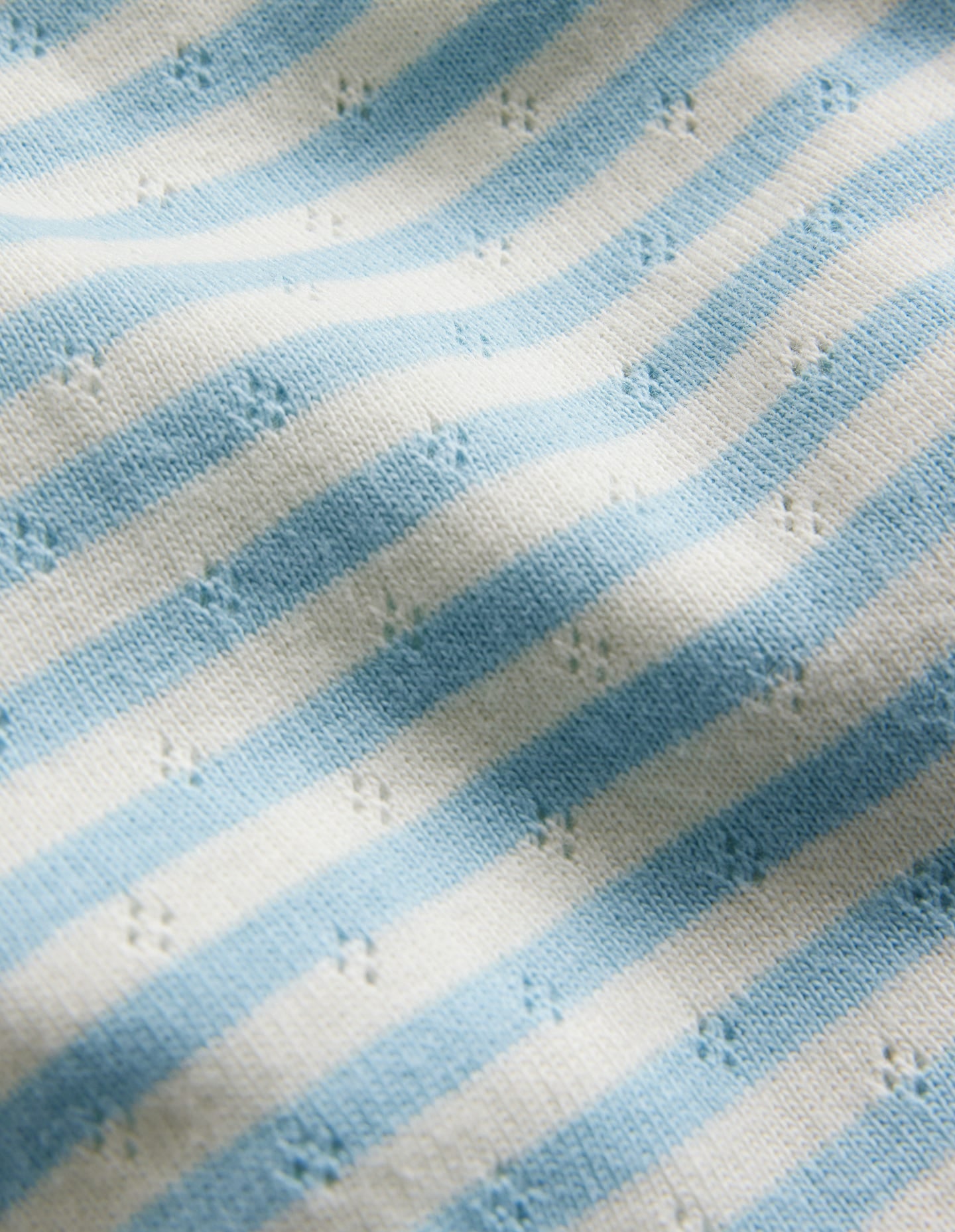 Short Sleeve Pointelle Top-Light Celeste Blue/Soft Ivory - Image 3