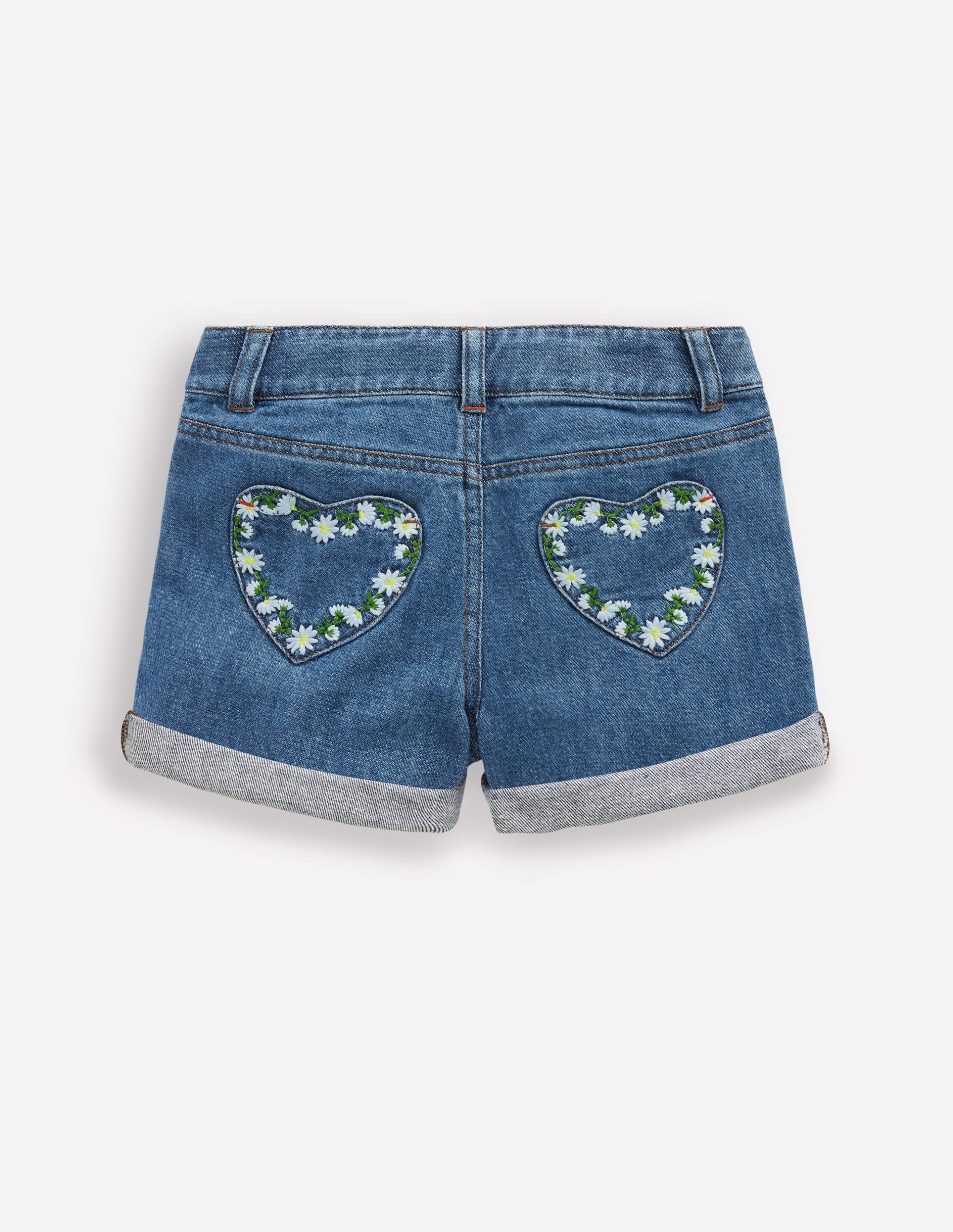 Denim Shorts-Vintage Embroidered Daisy - Image 2