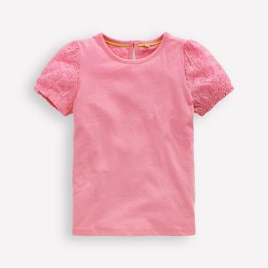 Broderie Mix Tee-Bubblegum Pink