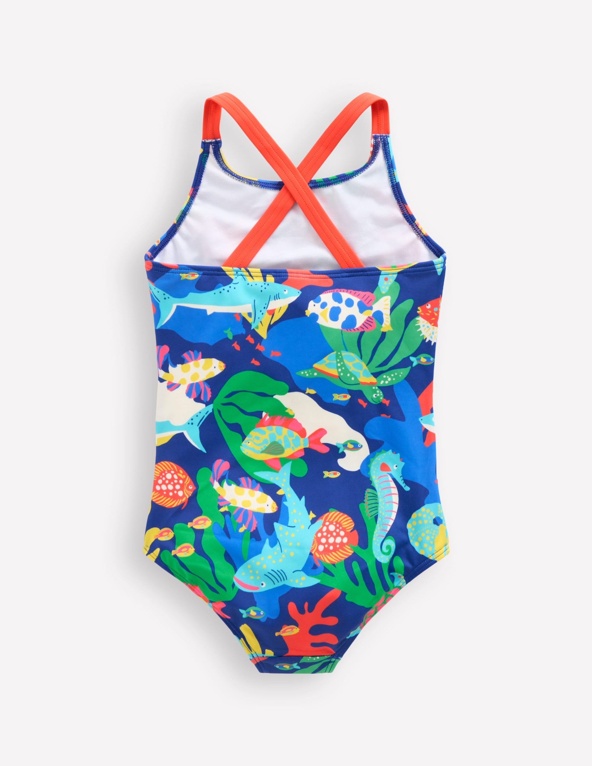Cross-back Printed Swimsuit-Blue Reef - Image 4