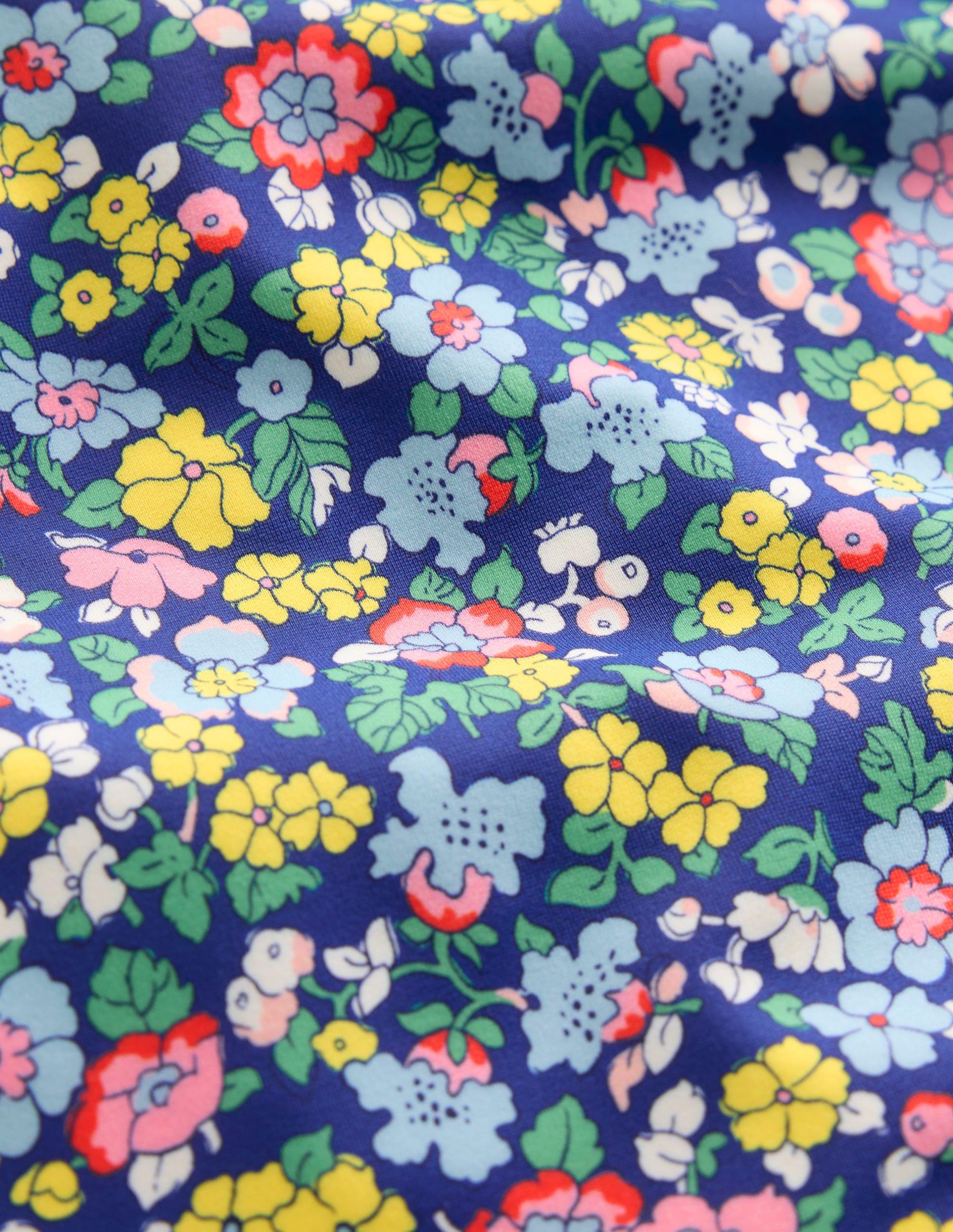 Cross-back Printed Swimsuit-Sapphire Blue Nautical Floral - Image 3