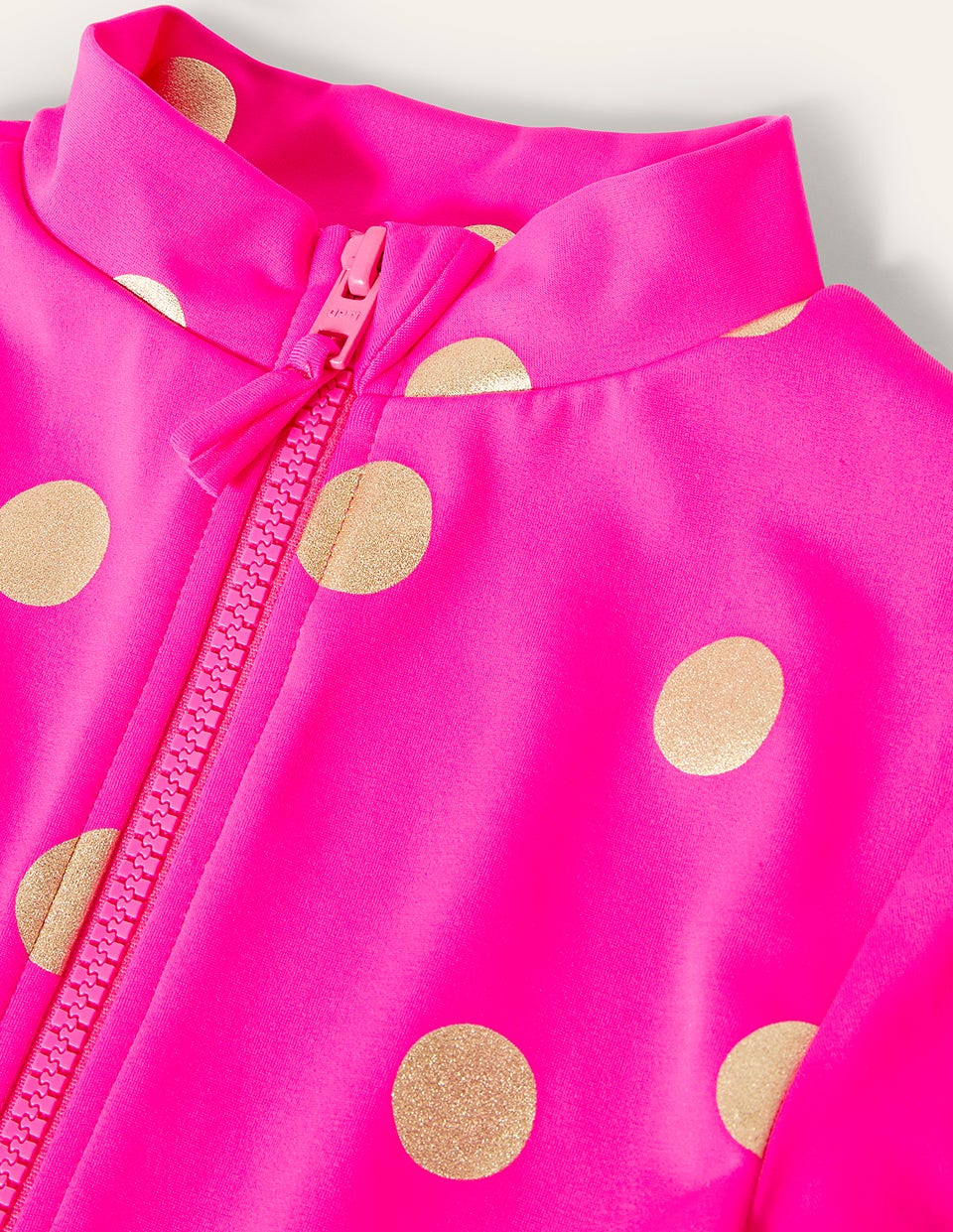 Long-Sleeved Swimsuit-Fuchsia Pink. Gold Foil Spot - Image 3